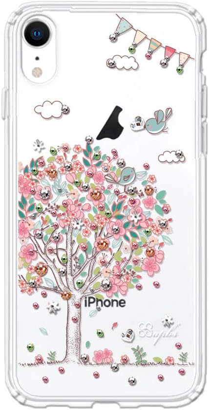 apbs iPhone XR 6.1",Shockproof Case,Crystal from Swarovski,Flexible TPU Bumper & Rigid PC Back Hybrid case - Love