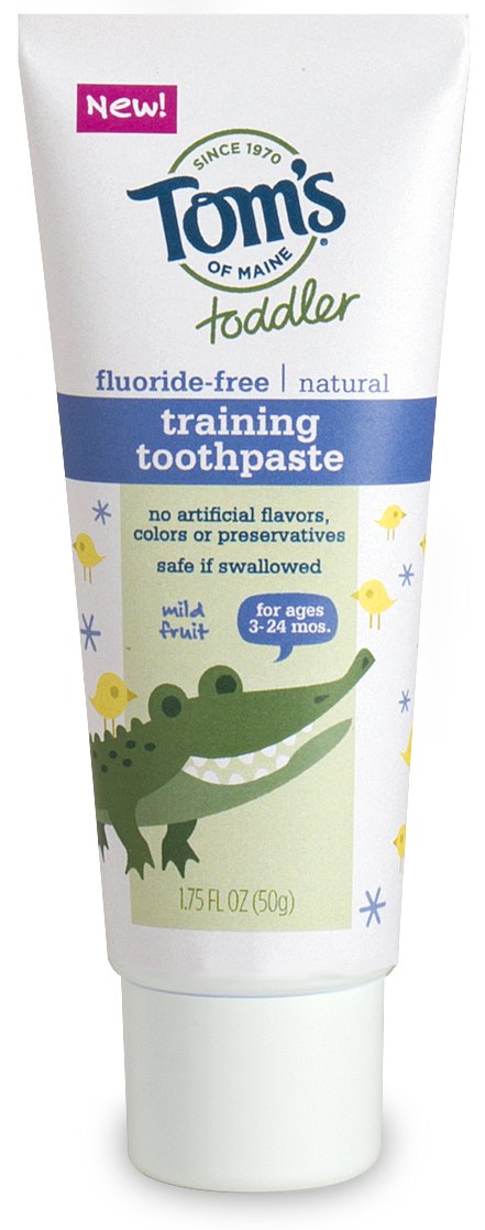 Tom's of Maine 683435 Natural Toddler Training Toothpaste, Fluoride-Free, Mild Fruit, 1.75 Ounce, 24 Count
