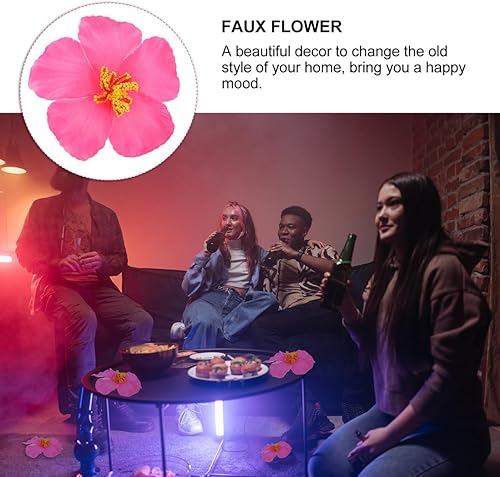 Miniatura 8 de KESYOO Flores de hibisco hawaiano, flores artificiales hawaianas Luau de mesa, decoración tropical hawaiana, suministros de decoración de fiesta,