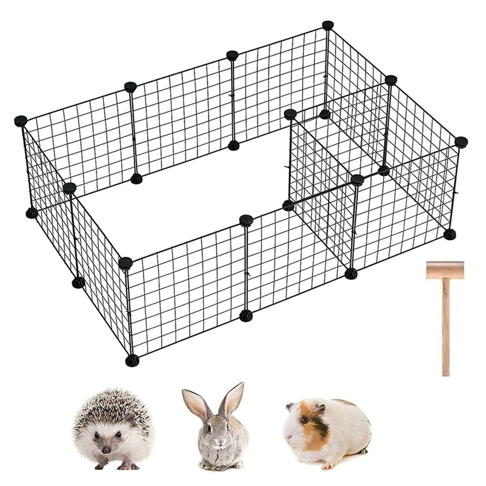 12 Panels DIY Metal Wire Small Animals Pen Playpens Cage for Rabbit, Guinea  Pigs, Puppy, Bunny Pet Indoor/Outdoor, Metal Wire Storage Cubes Organizer