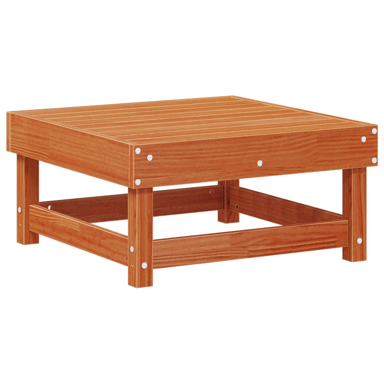 Reposapiés de jardín de madera maciza de pino, reposapiés modular para jardín y patio, 61 x 60,5 x 30 cm, color marrón cera, estructura de madera resistente para exteriores