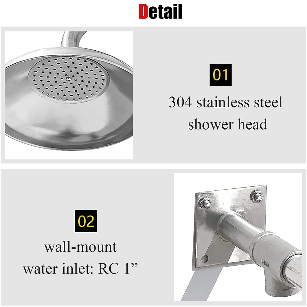 Ducha de Seguridad para estación lavaojos de Emergencia de Pared, Cabezal de Ducha Exterior, Acero Inoxidable con Revestimiento de ABS, instalación Horizontal para Mayor Seguridad,