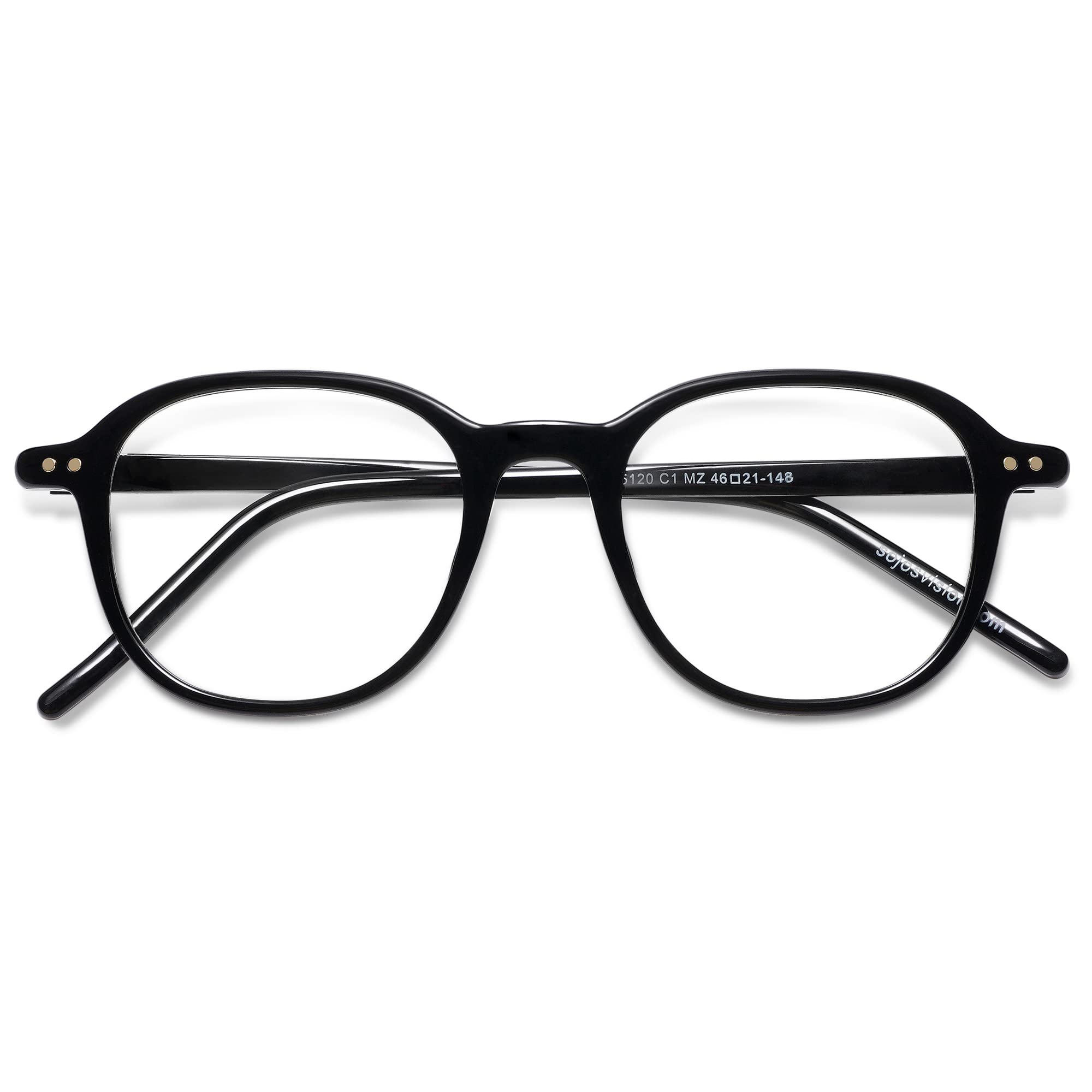 Photo 1 of SOJOS Blue Light Glasses for Women, Oversized Blue Light Filter Glasses, Round Fashion Retro Frame, Vintage Fake Eyeglasses Black