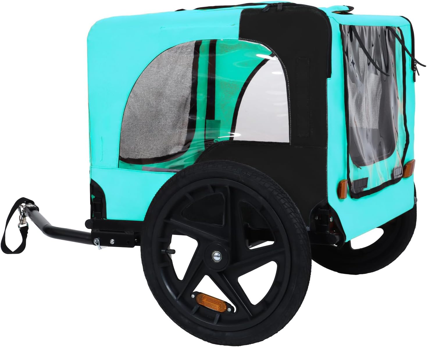 Pet Bike Trailer Dog Cart for Small and Medium Pets Metal Light Blue Stable Structure Outdoor Nature Trips Weather-Resistant