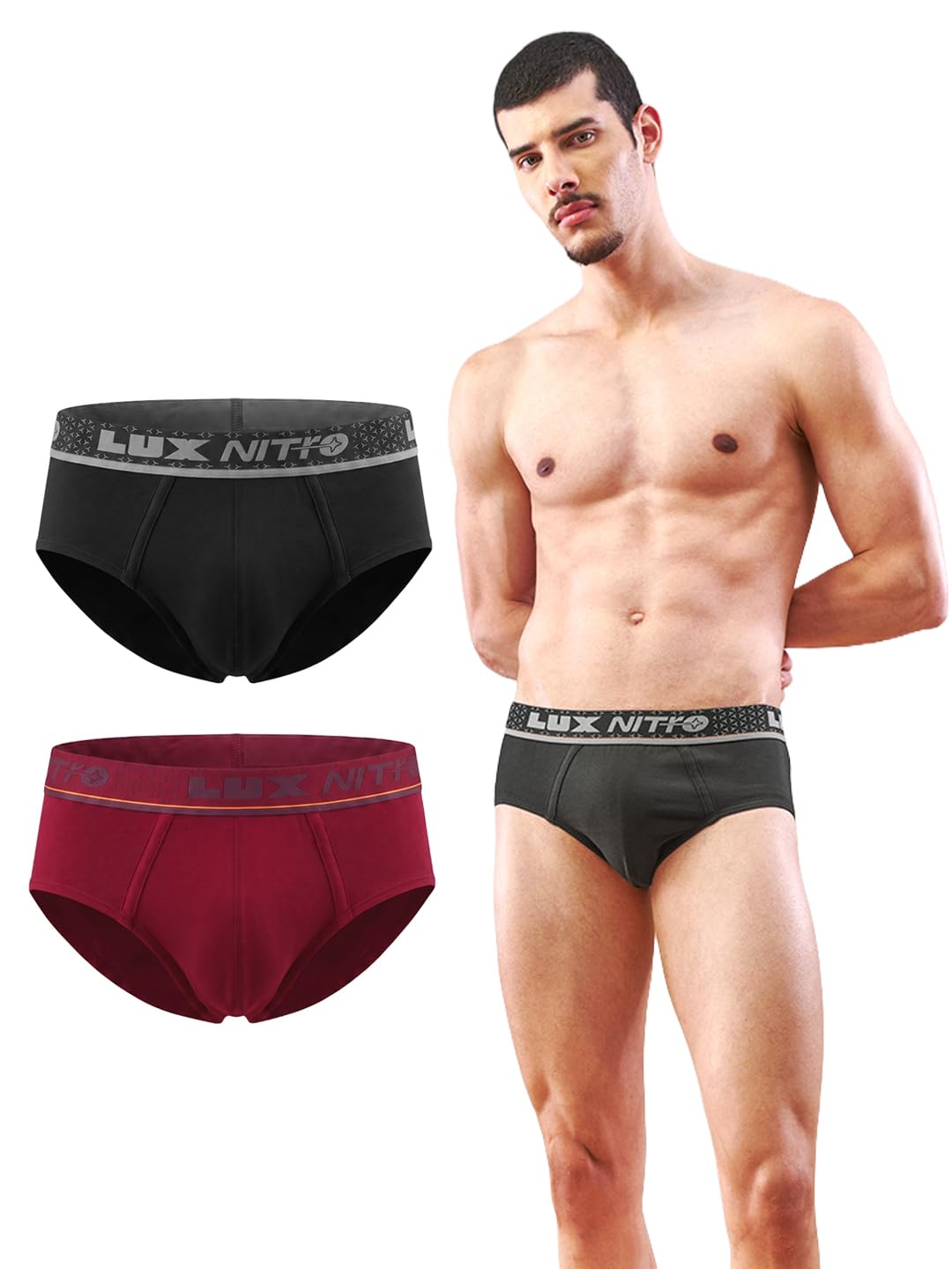 lux nitro Men's Brief | 100% Combed Cotton | Super Soft Outer Waistband | Breathable & Everyday Comfort Pack of 3-picture-19