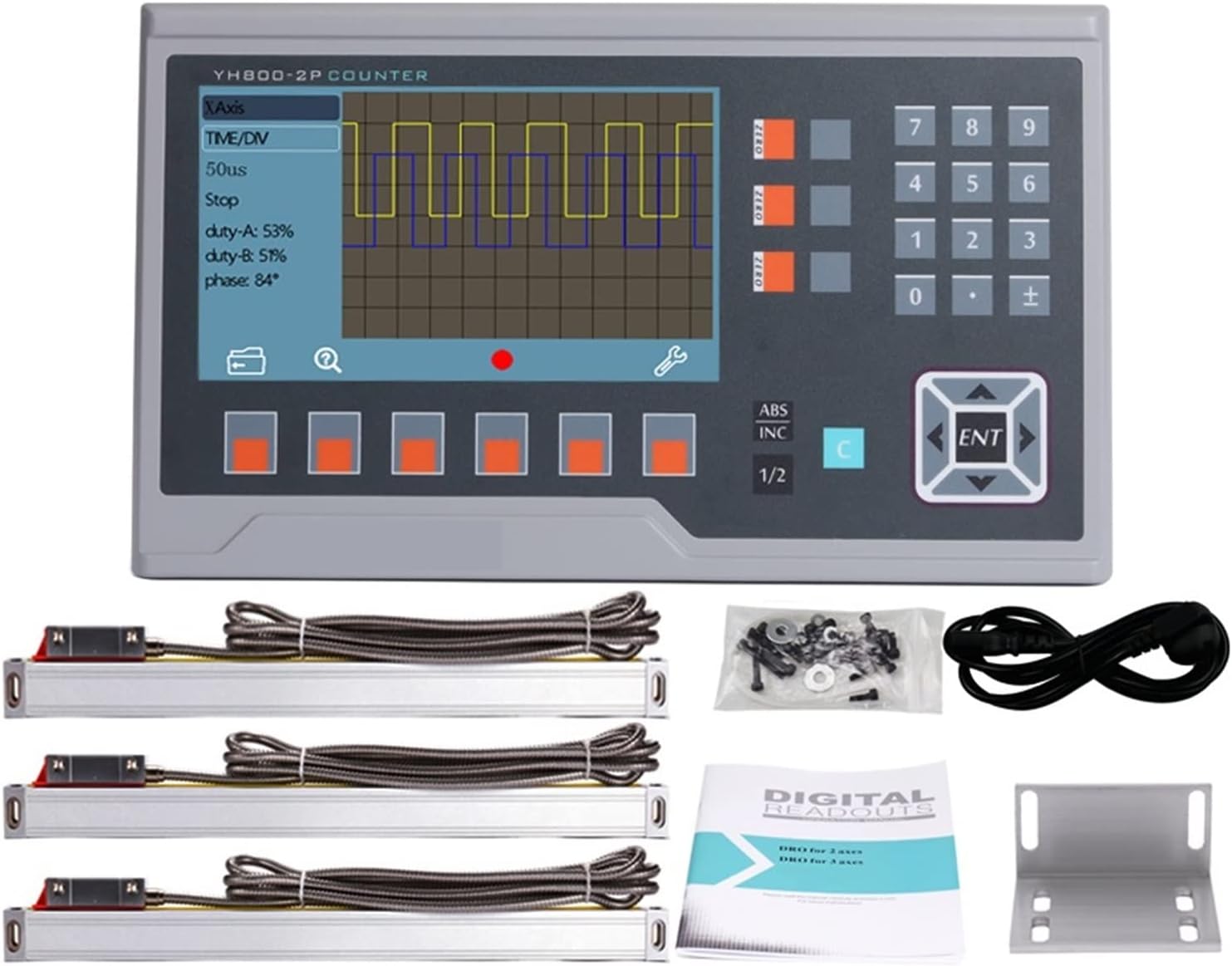 Linear Grid, Metal LCD Digital Readout Set DRO Display with 3 Pcs Linear Scales Lines Encoder Working Length 50Mm to 1000Mm,1-Blu