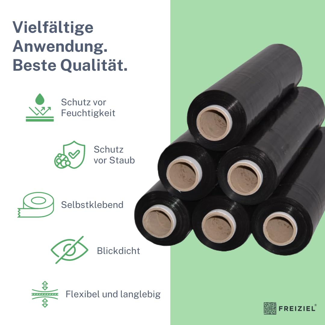 Profi Abroller Premium Blue + 6 Rollen 2,5 kg Stretchfolie 23 my (schwarz)