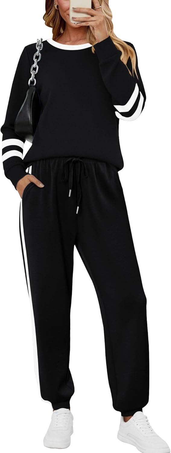 KISSMODA 2 Piece Sets for Women Sweatsuit Casual Tracksuits Long Sleeve Tops and Pants 2025 Lounge Outfits