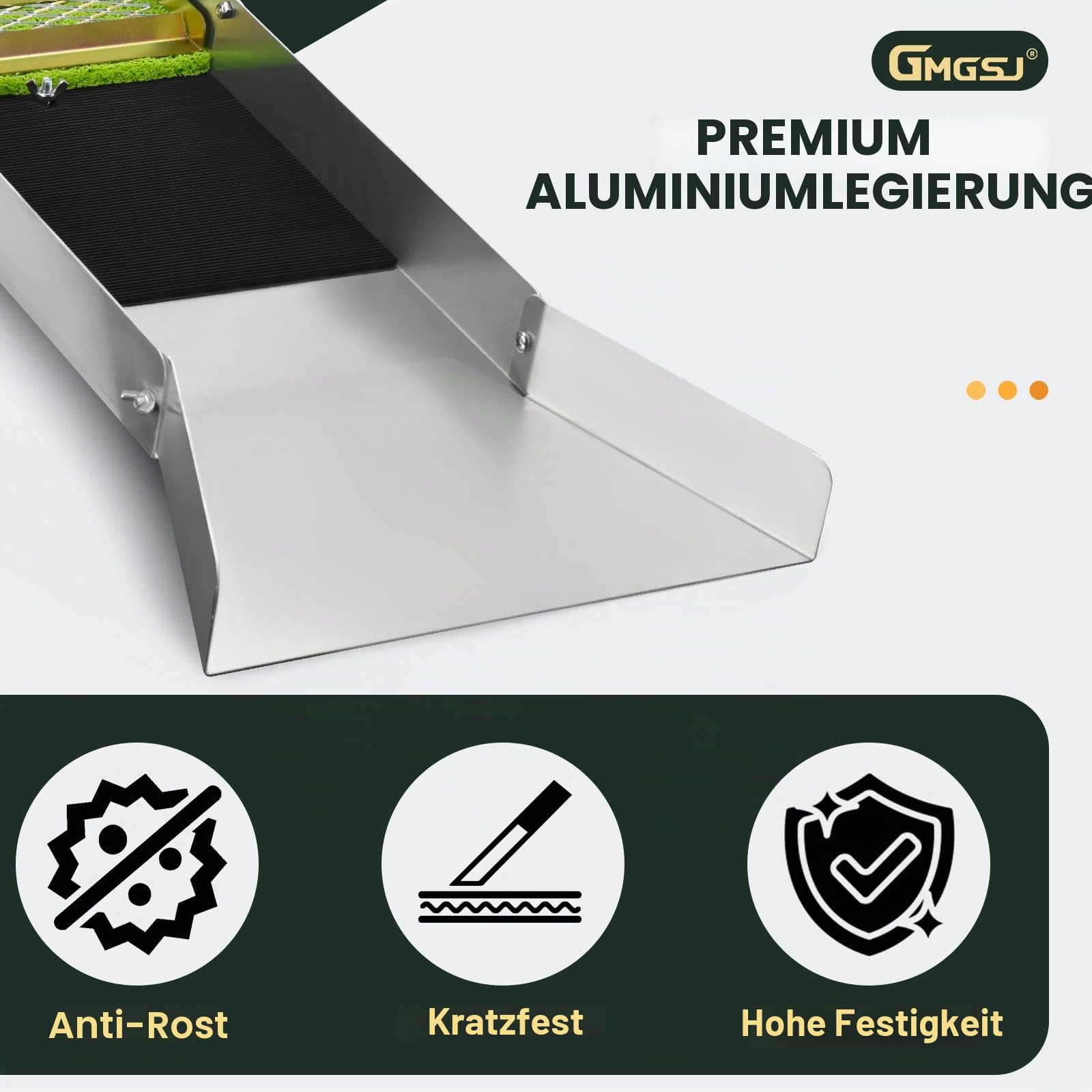 Goldwaschrinne 127 cm klappbar, Aluminium Goldwaschpfanne faltbar, Goldwasch Equipment mit Bergmannsmoos, tragbare Goldsuchrinne für Fluss Bach, Goldwaschen Einsteiger Profi