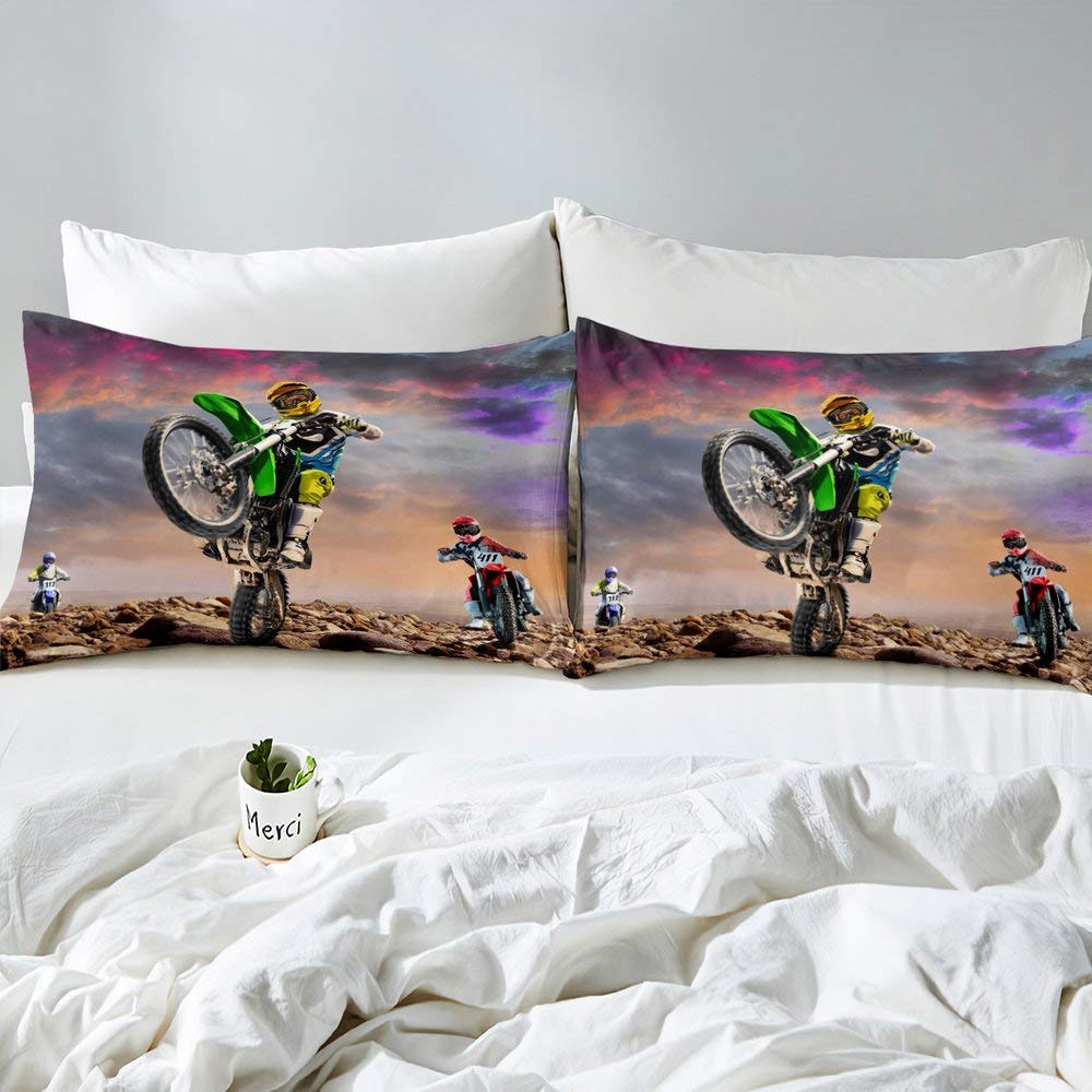 Homewish Motorbike King Size Duvet Cover Set Black Reversible - Image 3
