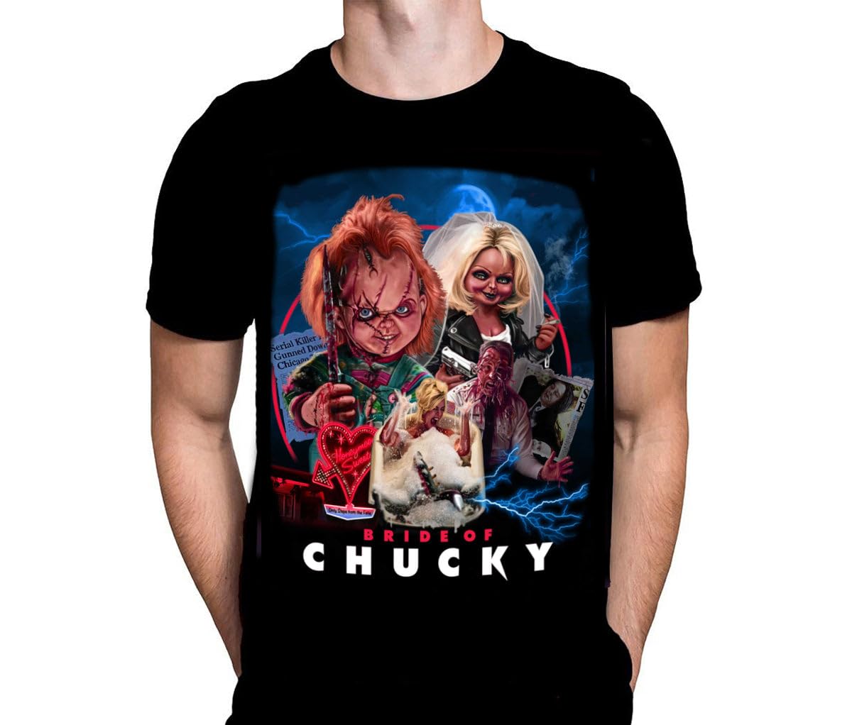 Wild Star Hearts WSH -Bride of Chucky - Classic Horror Comedy Movie - Black T-Shirt