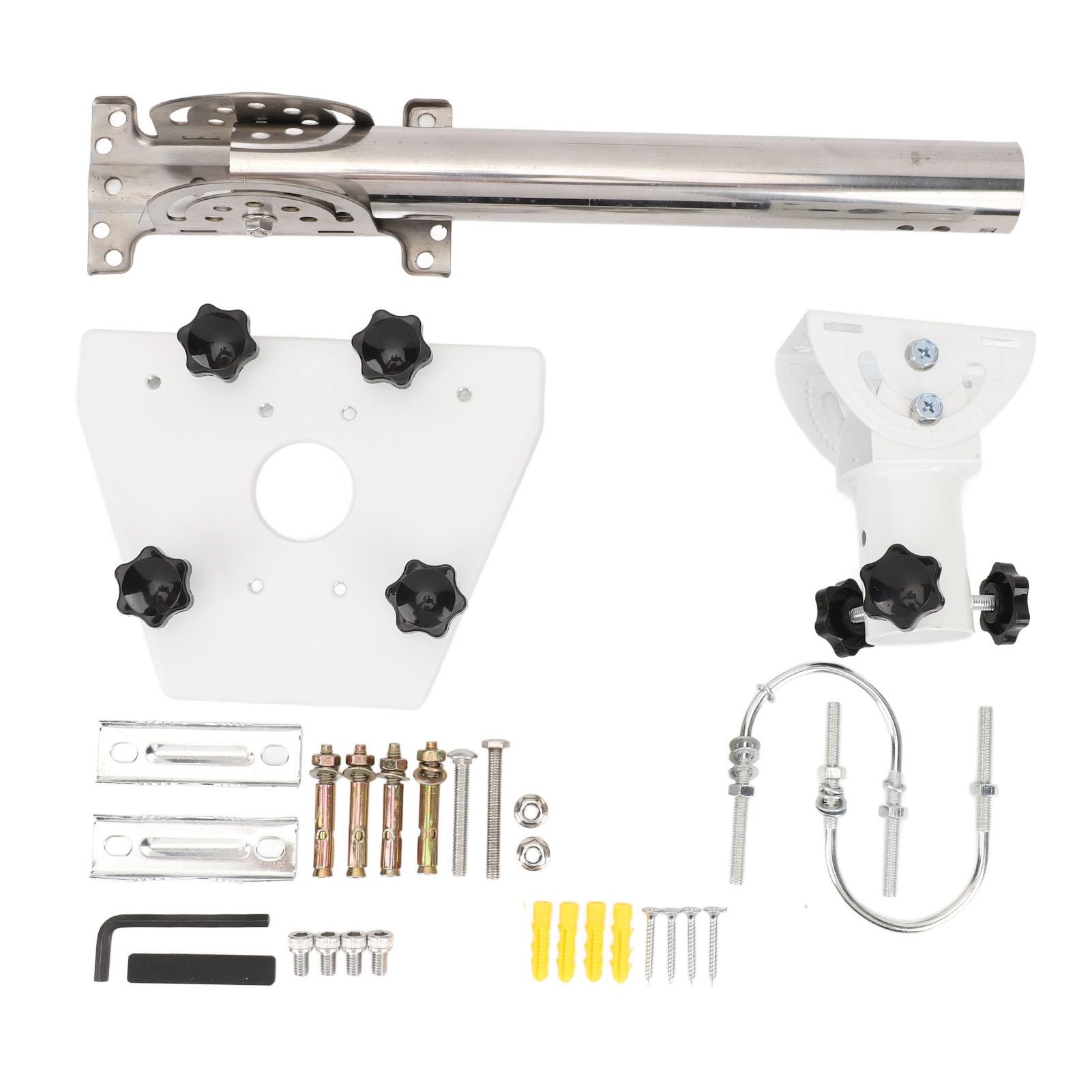 Kit di Montaggio Gen 3 Montaggio su Tetto in Acciaio Legato su Palo da Parete Regolabile a 360 Gradi con Viti per Asta Adattatore per Parabola Standard V3 su Palo da Parete per Grondaia