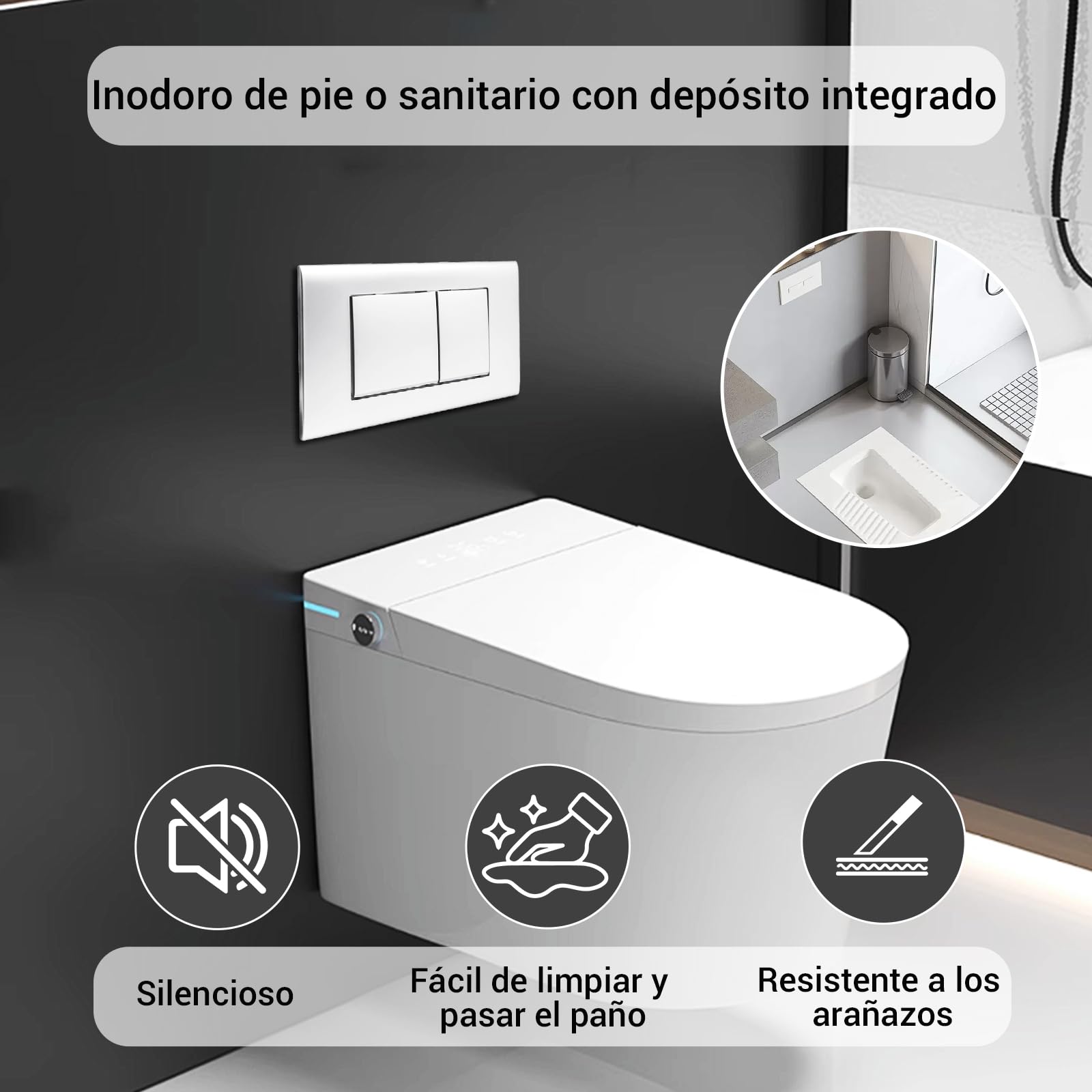 Placa de control de inodoro compatible con Geberit Sigma Gama, UP300 y UP320， panel de doble descarga, incluye marco de instalación y panel fijo, dimensiones 246x164 mm | Brillo（Blanco）