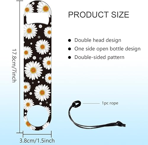 Miniatura 9 de GLOBLELAND Abridor de botellas de acero inoxidable de 7 pulgadas de fase lunar y hongos con cable de poliuretano, abrebotellas de cerveza, abridor