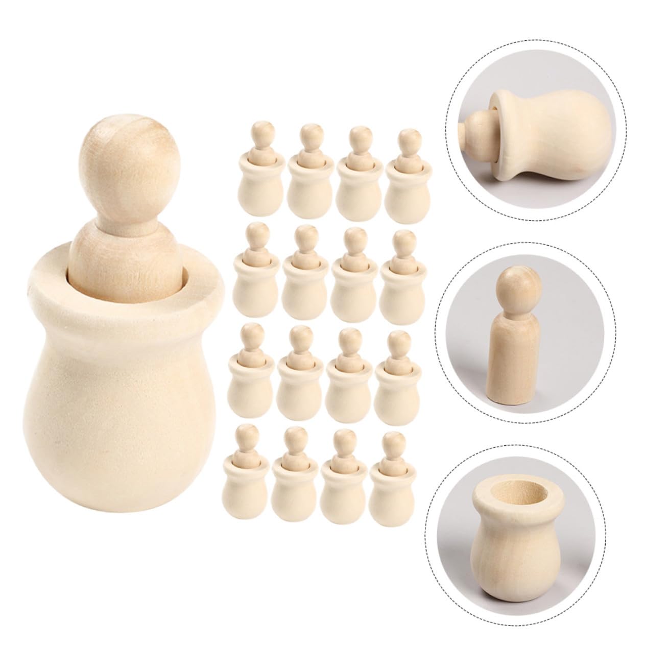 20 piezas Muñecos de Madera sin Pintar para Manualidades DIY Figuras sin Terminar para Pintar y Decorar Juguetes Creativos para Decoración Hogar