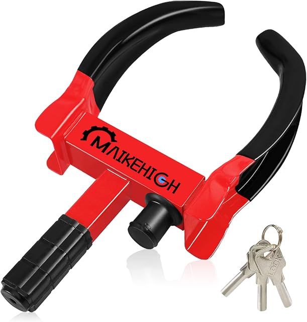 MAIKEHIGH Wheel Clamp, Heavy Duty Wheel Clamp Lock 9 Holes Extendable Anti-Theft Locking for Cars, Caravans, Trailers, Motorhome, Van- with 3 Keys
