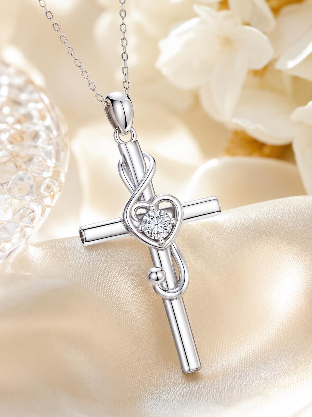 Music Note Cross Necklace Treble Clef Pendant Music Jewelry Choir Gift image 4