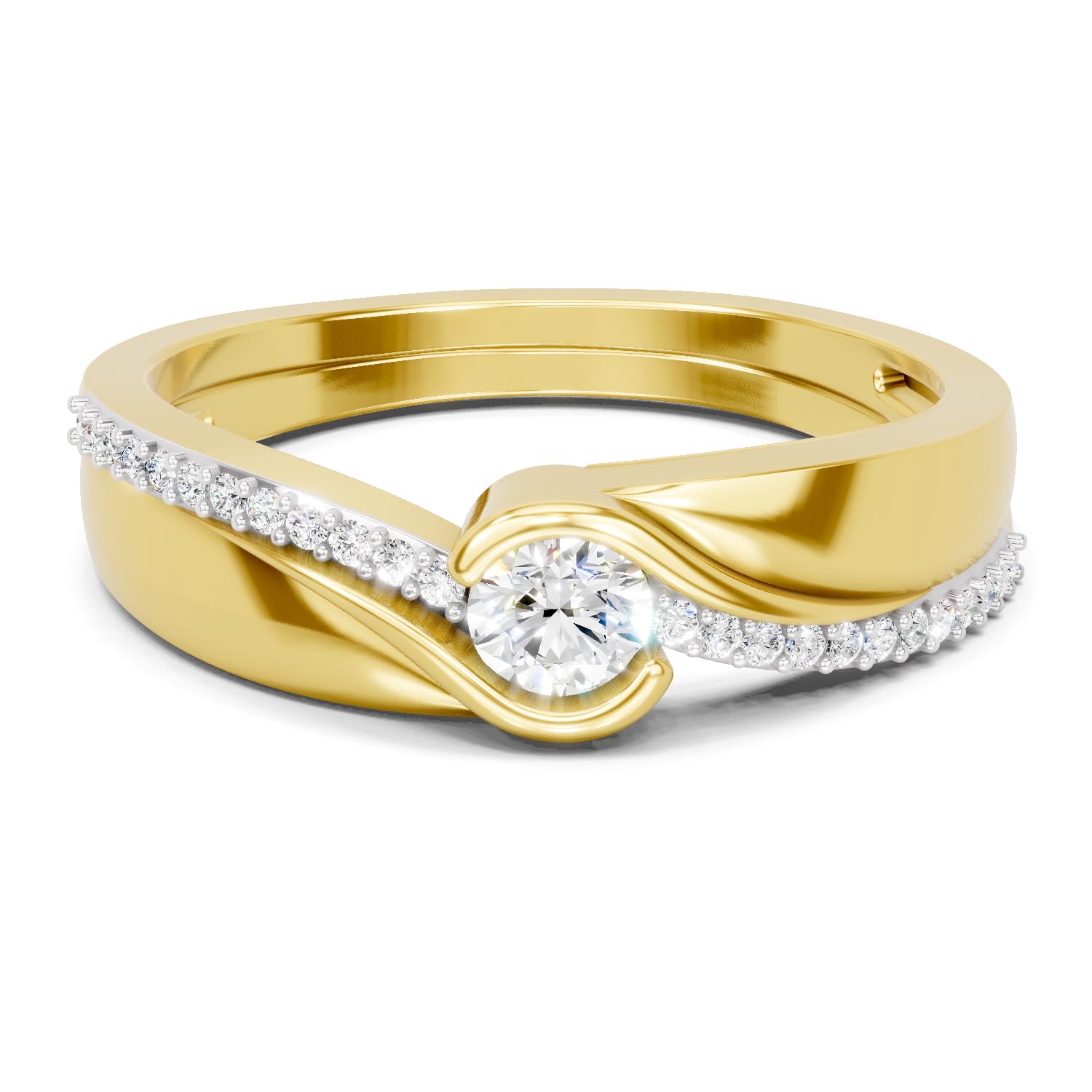 Lab Grown Diamond Ring For Men 0.37 Carat IGI Certified Round Shape F-G VS Quality Diamond | 925 Sterling Silver Gold Plated Band Ring-image-23