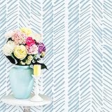 Guvana 17.7'x197' Striped Wallpaper Light Blue White Contact Paper Line Peel and Stick Wallpaper Modern Self Adhesive Wall Paper for Bedroom Cabinets Decoration