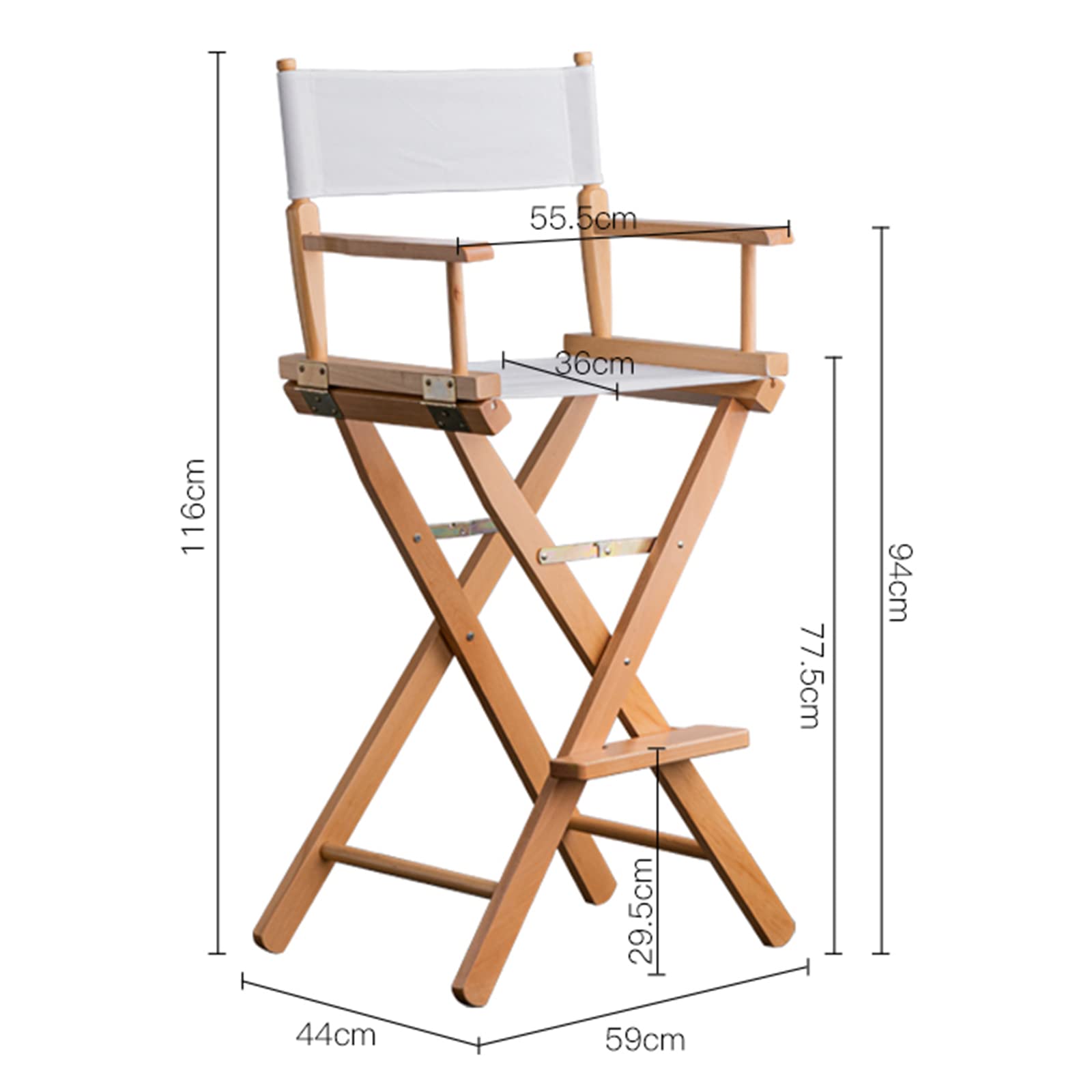Sedia da truccato Professionale da 30" Alto Direttore con Sedia Portatile per Schienale Alto in Legno per i Clienti