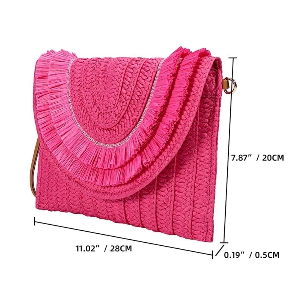 Strohtasche für Damen Damen Handgelenk Clutches Stroh Weaven Taschen Sommer Frauen Schulter Umhängetaschen handgemachte Handtaschen Geldbörse Strandtasche