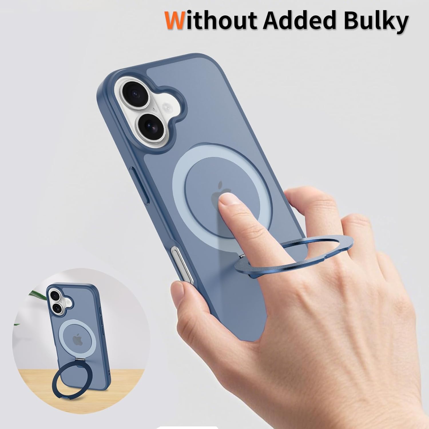 Ultra-Magnetic Stand for iPhone 17 Case [Military Drop Protection] [Compatible with MagSafe] Shockproof Translucent Matte Slim Ring Holder Case for iPhone 17 (Blue)