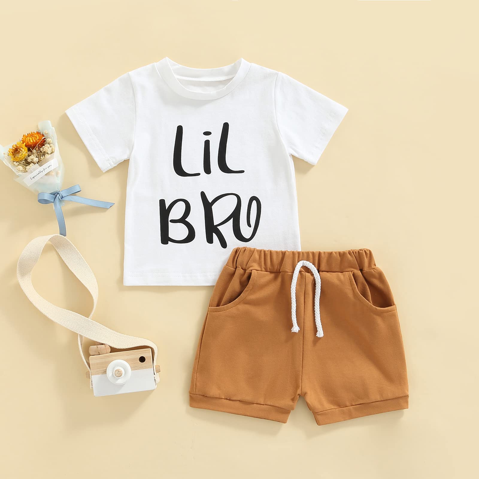 Waipoply Sibling Matching Outfits Big Brother Little Brother Matching Outfits Toddler Baby Boy Shirt + Shorts Summer Clothes Set