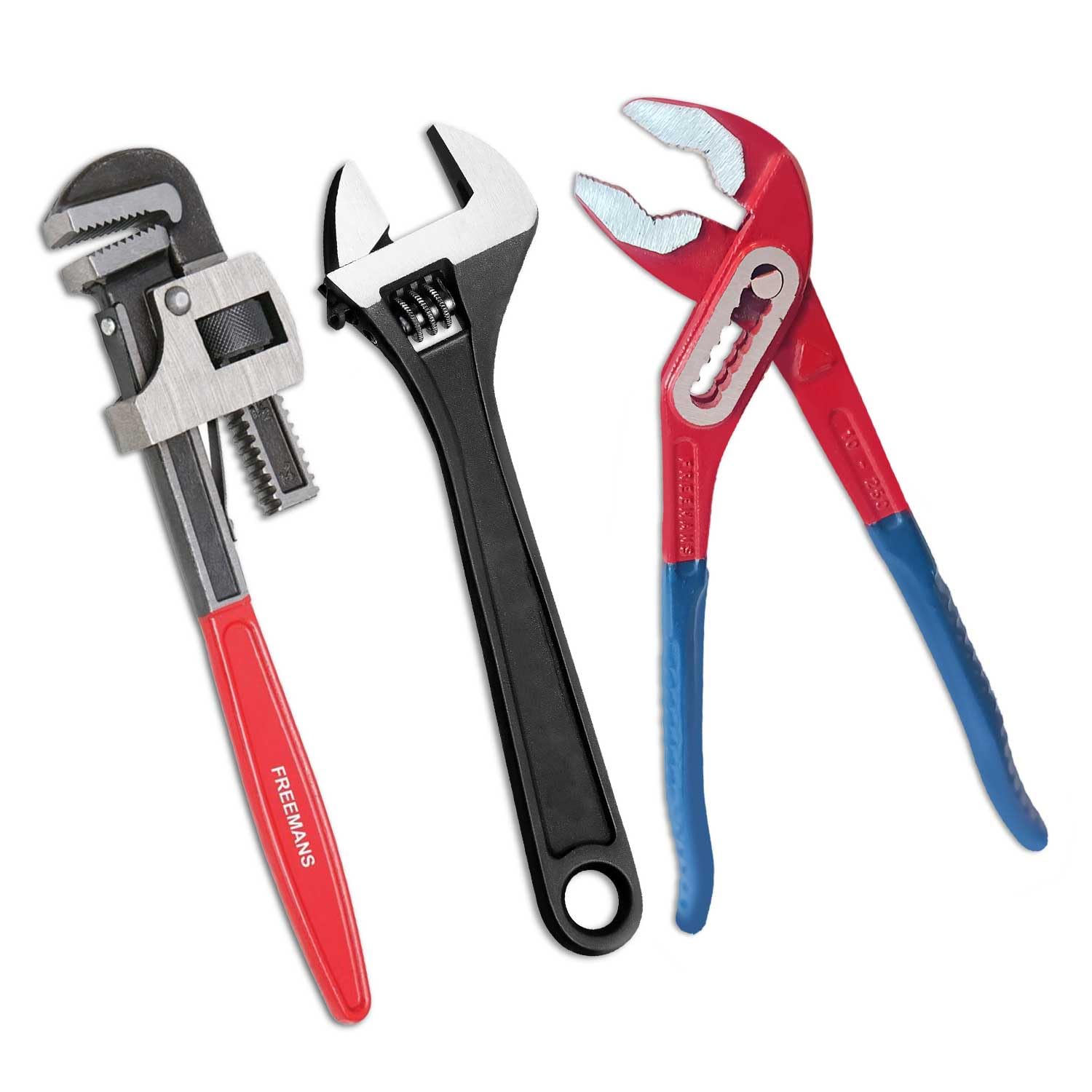 FREEMANS Combo Pack of 3 Plumbing Tool Kit Set for DIY Home Use || Includes 10-Inch Adjustable Wrench || 10-Inch Water Pump Plier || 10-Inch Pipe Wrench (B0D8TKBWFM) Amazon Price History, Amazon Price Tracker