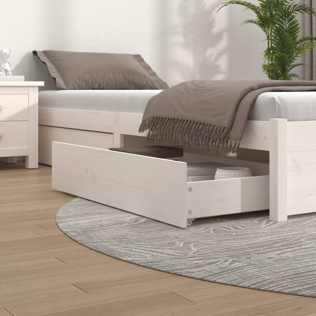 vidaXL 4x Bettschublade Bettkasten Bettschubkasten Schubkasten Unterbettschublade Bettschubladen Schublade Schlafzimmer Weiß Massivholz Kiefer