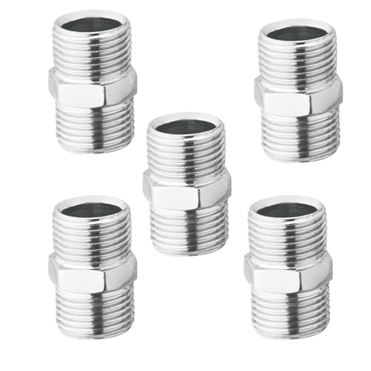 Shri ji 1/2 Inch to 1/2 Inch Male Threaded Brass Screwed Hex Nipple | Pipe Quick Connector | Exstenstion Pack Of 05 (B09HQ42B7K) Amazon Price History, Amazon Price Tracker
