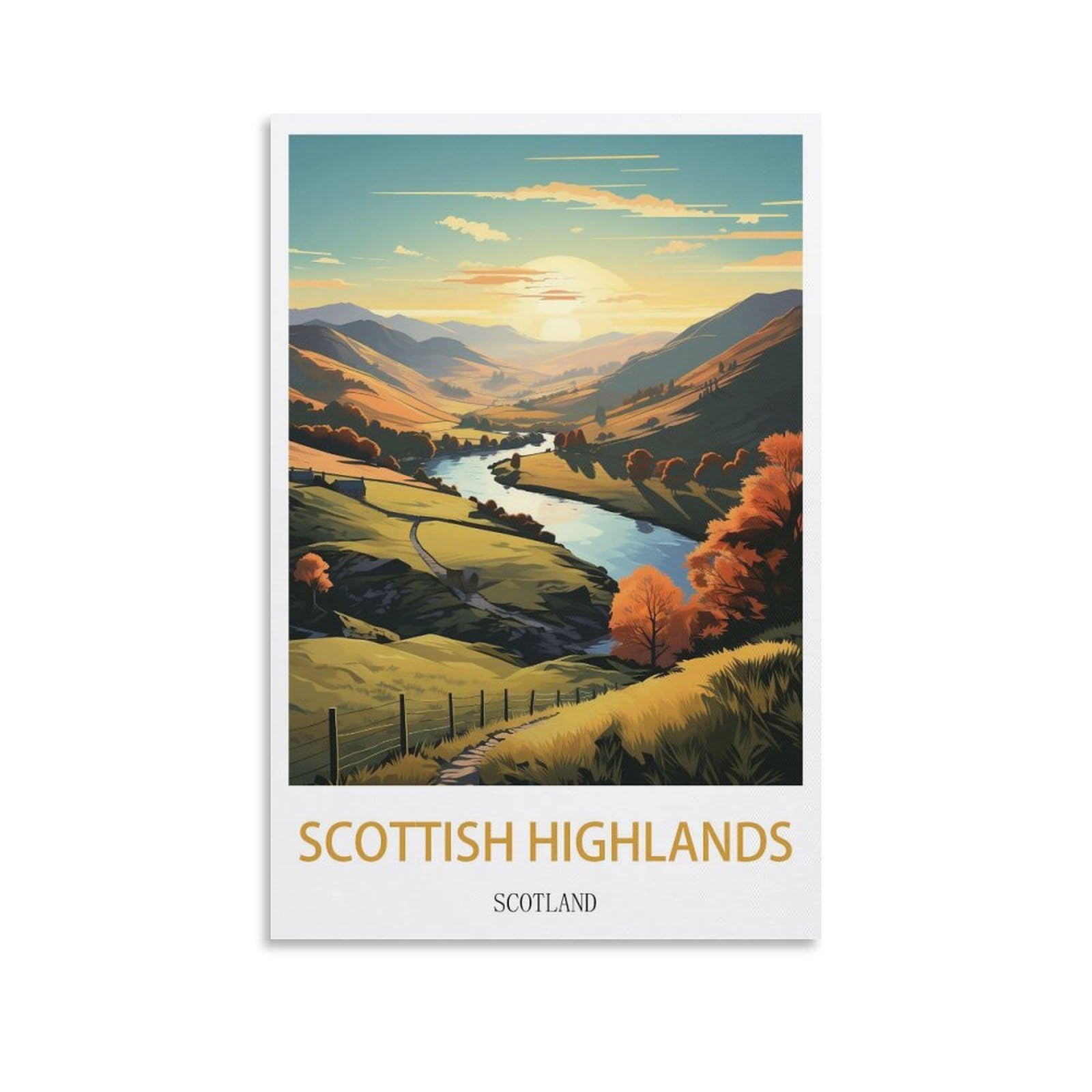 EZMLFA 5D Diamond Painting Kits for Adults,Scottish Highlands Scotland,DIY Full Round Drill Diamond Dot Gem Art Kits for Adults,Crafts for Decor 40x50cm