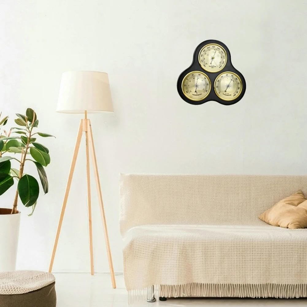 VINGAA Barometer, barometrisches Manometer für Zuhause, Barometer, Thermometer, Hygrometer, mechanische analoge Wetterstation, für Wohnzimmer, Schlafzimmer, Büro