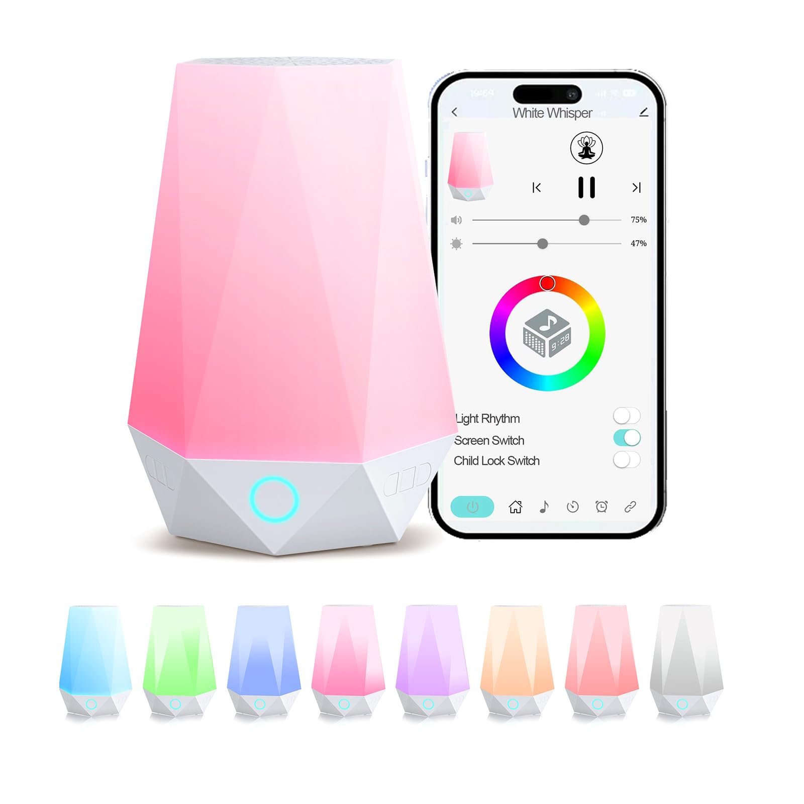 Smart White Noise Machine mit Nachtlicht, 32 entspannende Geräusche, APP-Steuerung & Timer - Schlaf-Soundmaschine für Baby und Erwachsene, ideal für Schlafzimmer & Geschenke