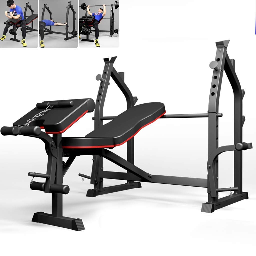 AYCDL Folding Weight Bench Home Fitness Equipment Barbell Bench Bench Squat Rack Weight Training Equipment Chest Expander,Black-105x67x120cm