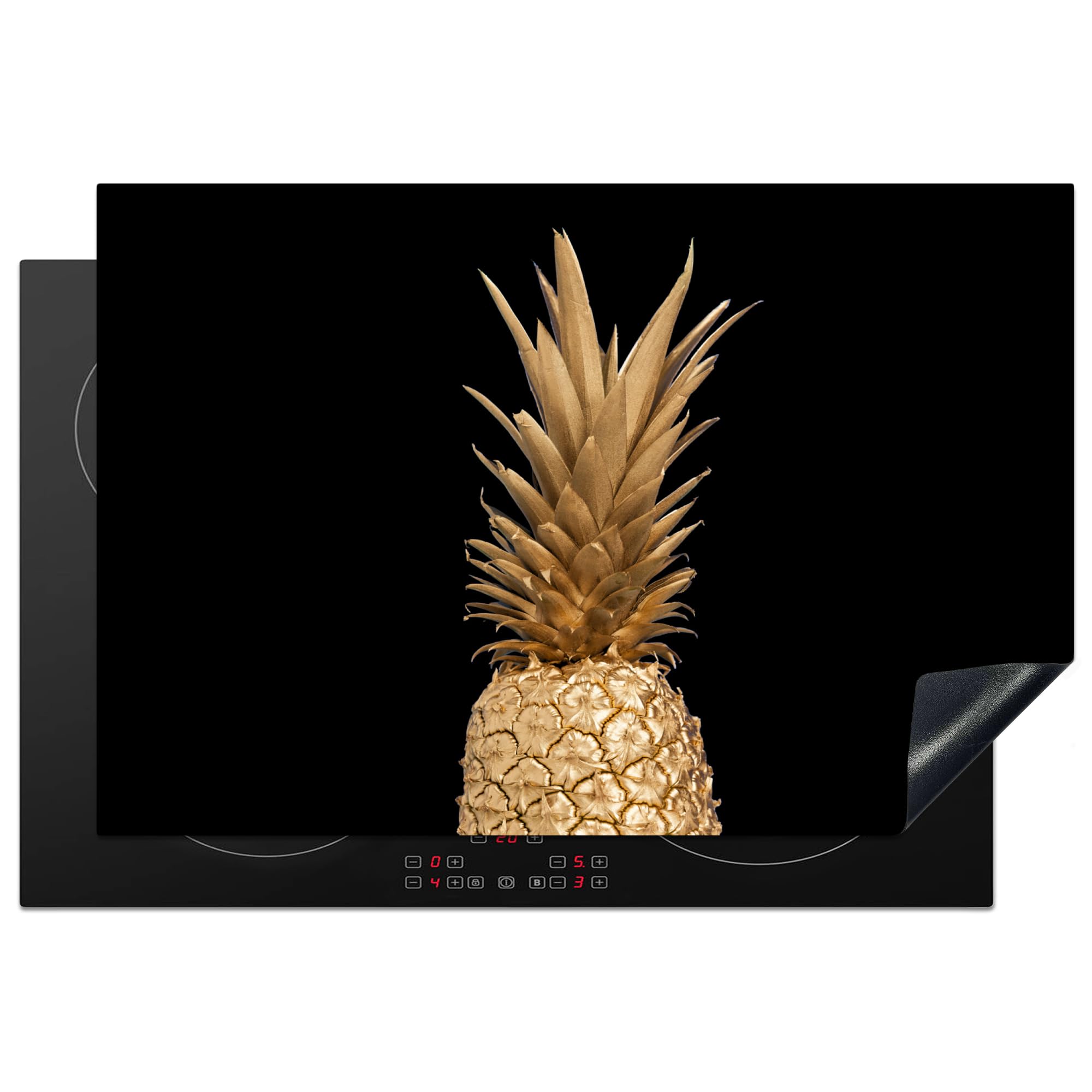 KitchenYeah© Induction Hob Protector Mat 20.5"x30.7" / 78x52 cm Cooker Top Protectors Cover Ceramic Covers Electric Hobs Vinyl Pineapple - Gold - Paint - Black - Fruit - Luxury — image 1