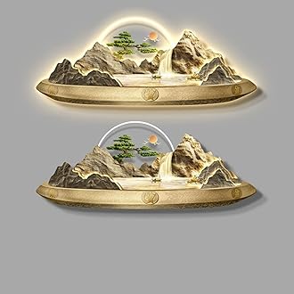 Modern Wall Sculptures Painting 3D Wall Art Decor,New Chinese Style Living Room Led Light Decorative Painting Wall Lamp Painting, Restaurant Landscape Painting Wall Paintings Artwork，for Office