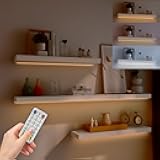 Under Cabinet Lights Wireless Battery Powered, Led Strip Lights with Remote, 20 inch Shelf Closet Lights Dimmable, 3 Color &12 Modes Cabinet Lighting for Shelves Drawer Wardrobe Hallway