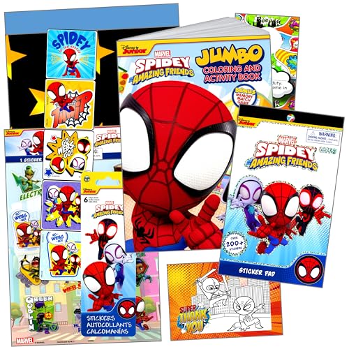 Image of Spidey Coloring Stickers Activity Super Set with Coloring Book, Spidey Stickers, Reward Sticker Set and More in Gift Bag