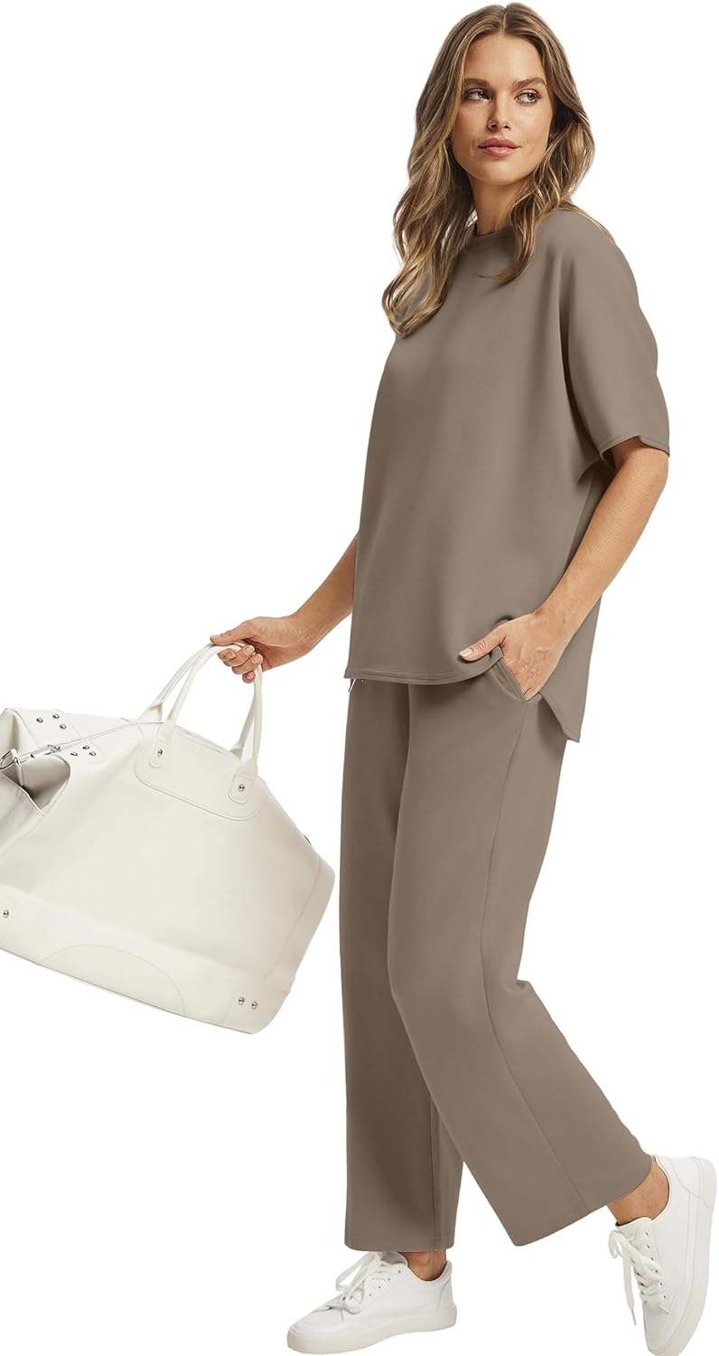 Sampeel Two Piece Sets for Women Summer Outfits Oversized Wide Leg Crop Pants Lounge Sets Airport Beach Vacation Clothes - Image 3