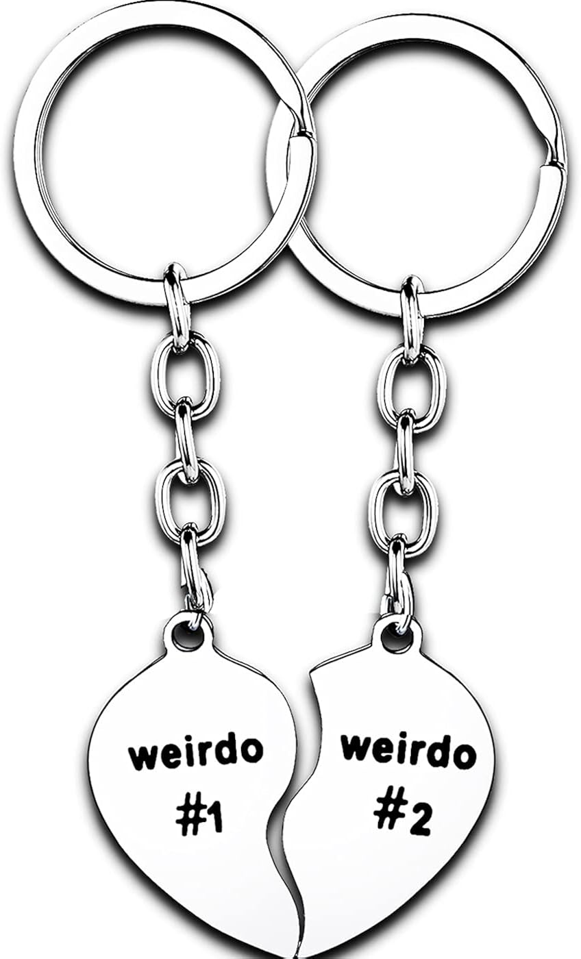 2PCs Keyring Best Friends Present for her Friendship Gifts For Women Birthday Girls Gift Sister Best Friends Keychain Weido Keychain Graduation Gifts BFF Key Ring Best Friend BFF (Keyring Set)