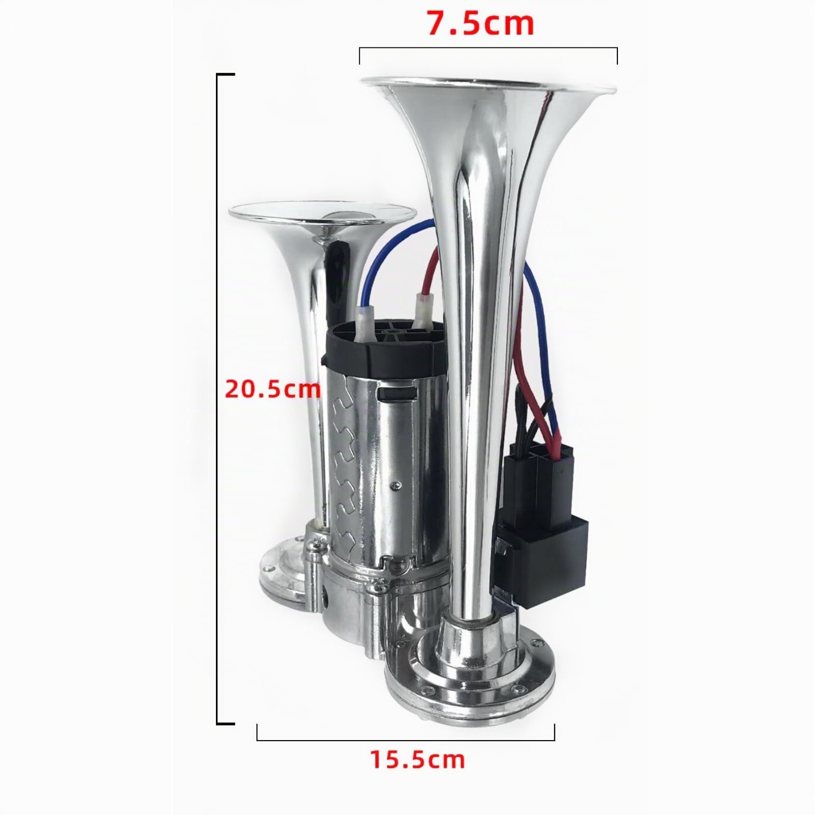 Bocina de Aire para Automóviles, Altavoz Eléctrico Doble Tubo 165db, Plateada, para 12V Automóviles, Camiones, Barcos