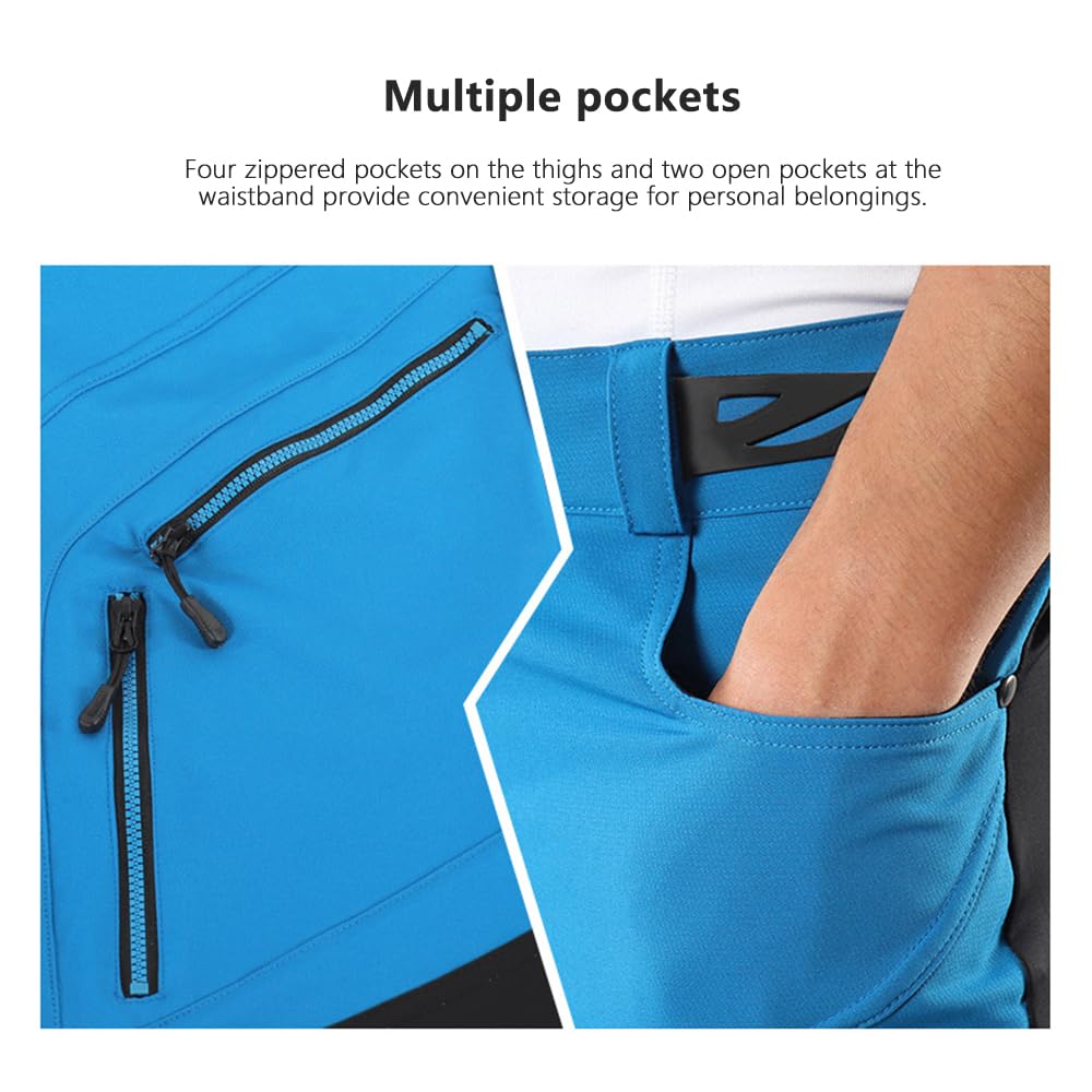 Pantaloncini da Ciclismo MTB da Uomo Elastici, Pantaloncini Traspiranti per Downhill con Imbottitura in Gel 3D Asciugatura Rapida Pantaloncino Mountain Loose-Fit Pantaloncino Cargo