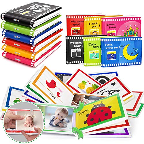 teytoy My First Soft Book,6 Pack Baby Album High Contrast Colors and Patterns Baby Photo Books ,Early Education Toys for Toddler, Infants and Kids Perfect for Baby Shower