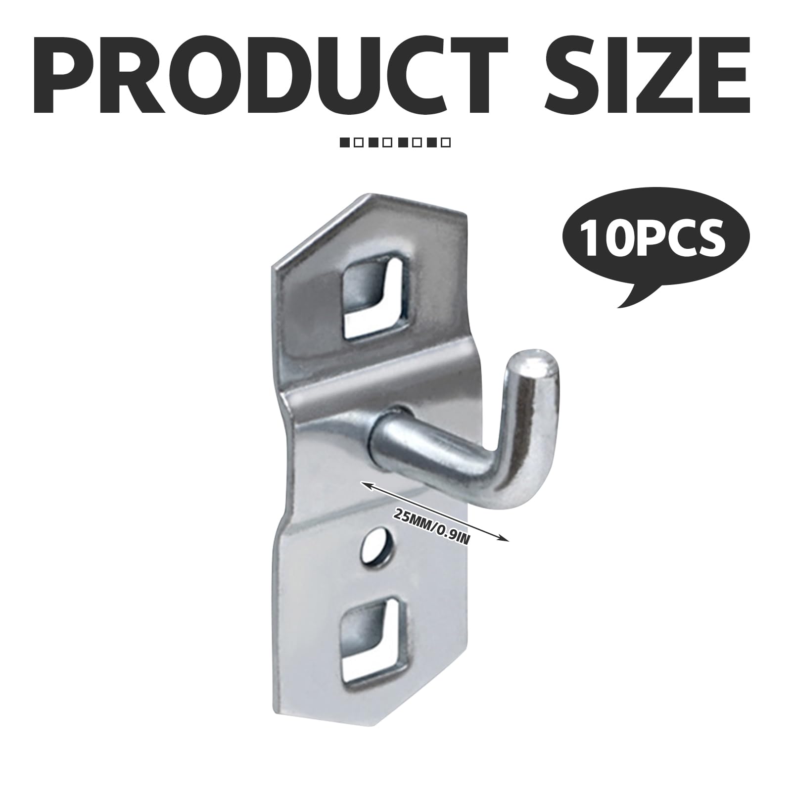 10 Stück Lochwand Haken, Regal Lochwandhaken Stahl, Werkzeughalter Lochwand Zubehör, Haken Wandpaneele Werkzeugwand,Metall Display Regal Wandhaken Lochplatten Anhänger für Supermarkt Werkstatt (25mm)