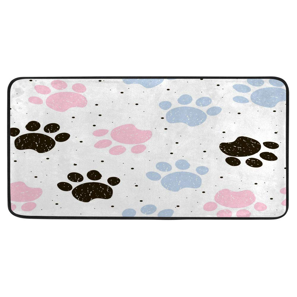 Juego de alfombrillas de cocina acolchadas con estampado de patas de perros
