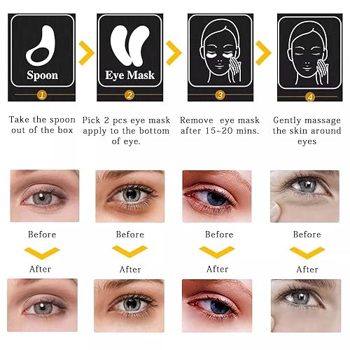 Miniatura 6 de Parches para debajo de los ojos 30 pares 60 piezas de oro de 24 quilates tratamientos de círculos oscuros de ojos hinchados reducen las bolsas