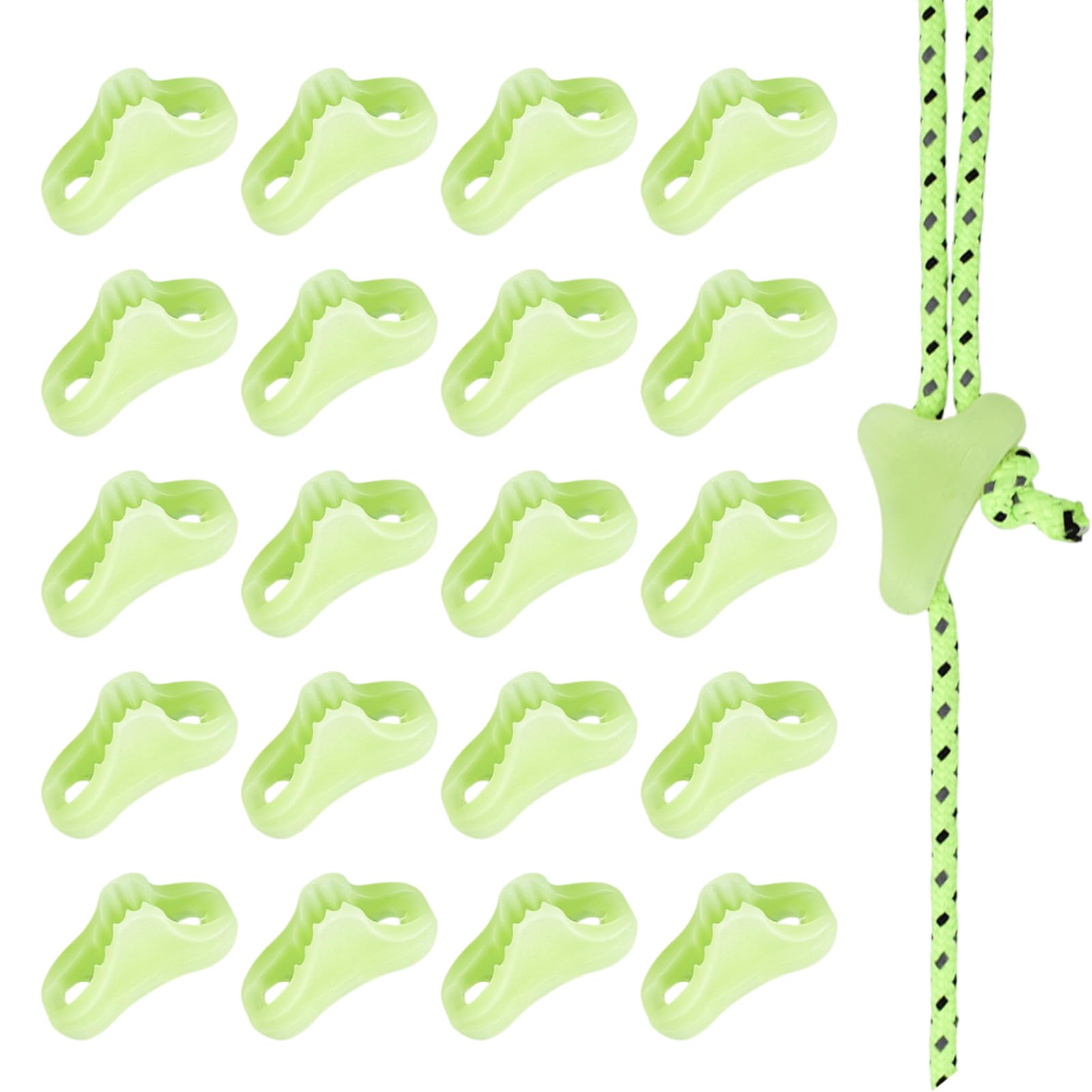20Pcs Ultralight Guyline Tensioners Tent Guyline Cord Rope Adjuster, Fluorescent Tent Rope Triangle Buckles, for Outdoor Camping Hiking Tent Tarp Canopy Shelter (Aperture:2.5mm fit 2-3mm Paracord)