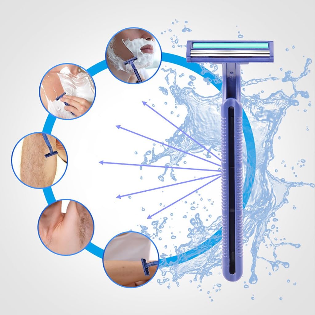 10PCS Disposable Razor Stainless Steel Twin Blade Non-Slip Handle For Men Shaving Home Travel Use