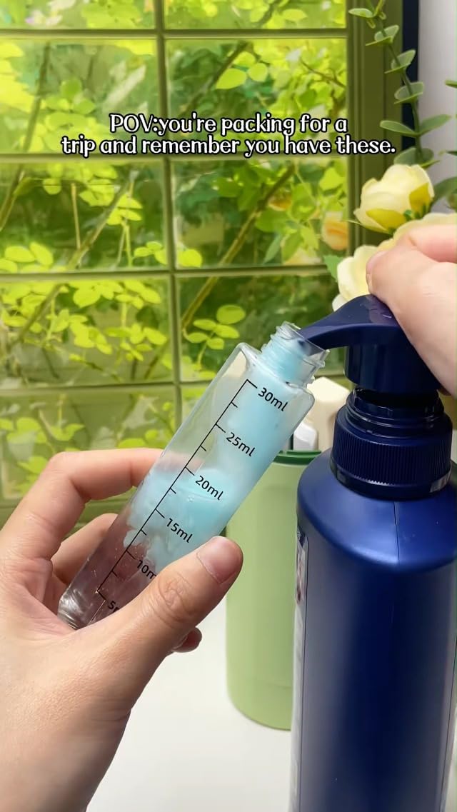 2026 Neu 4 In 1 Reisespender, Reiseflaschen Zum Befüllen, Auslaufsicher, Mini-Shampoo-Spender Mit Skala Und Etikett, Tragbare Behälter für Shampoo, Lotion, Conditioner (B-2PCS)