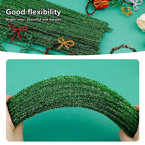 Image of Iuuidu 100PCS Pipe Cleaners Chenille Stem, Glitter Green Craft Pipe Cleaners | Pipe Cleaners DIY Craft, Fuzzy Sticks Pipe Cleaners Bulk for Creative Handmade DIY Crafts Project Decoration Supplies